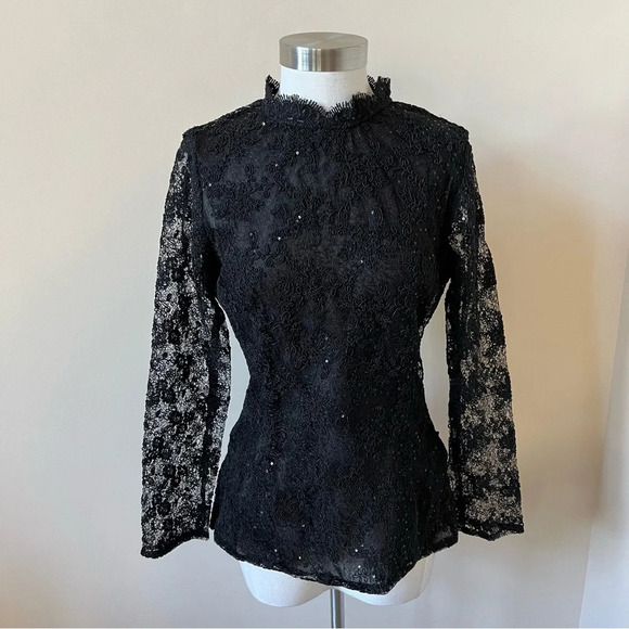 New! Zara Black Lace Sequin Top 17926 - Picture 3 of 13